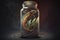 Fantasy illustration of a centipede in a glass jar