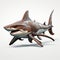 Fantasy Illustration Dark Brown Shark Model With Liquid Metal And Cartoonish Chaos