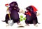 Fantasy illustration of two cute little moles working in spring garden. Print for children school textbook. Vector cartoon image.