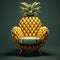 Fantasy-inspired 3d Pineapple Chair With Charming Character Illustrations