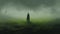 Fantasy-inspired Art: Man In Black Coat Standing In Green Fog
