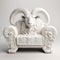 Fantasy-inspired White Chair With Ram Head Detailed 3d Sofa