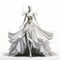 Fantasy-inspired White Dress On Mannequin: Detailed 3d Costume Design