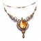 Fantasy-inspired Yellow Necklace With Ornate Details