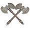 Fantasy iron ax on an isolated white background. 3d illustration