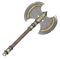 Fantasy iron ax on an isolated white background. 3d illustration
