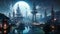 Fantasy landscape with magic city. 3D illustration. Fantasy, AI Generated