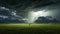 Fantasy Landscape: Man Awaits Lightning In Dramatic Field