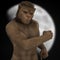 Fantasy lion man figure moon