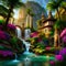 Fantasy Lush Tropical Paradise Flowers and Castle 28