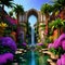 Fantasy Lush Tropical Paradise Flowers and Castle 29
