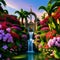Fantasy Lush Tropical Paradise Flowers and Castle 30