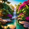 Fantasy Lush Tropical Paradise with Waterfall 19