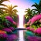 Fantasy Lush Tropical Paradise with Waterfall 23