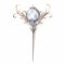 Fantasy Magic Blue Gemstone Hairpin With Realistic Moonstone Drawing