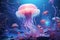 Fantasy Magic Ethereal Jellyfish Enchanted Underwater Ocean Sea. Ai generated