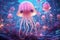 Fantasy Magic Ethereal Jellyfish Enchanted Underwater Ocean Sea. Ai generated