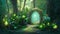 Fantasy magic portal in mystic fairy tale forest. Fairy door to the parallel world. 3D illustration