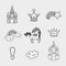 Fantasy and magic world doodle icons