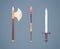 Fantasy medieval cold weapon set in flat-style