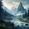 Fantasy Mountain Stream: A Hyper-realistic Heistcore Painting