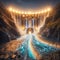 Fantasy Oasis: Hydroelectric Plant Amidst Magical Realms, generative ai