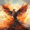 fantasy phoenix in a sunlight background