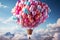 fantasy plane fly and floating in sky with bunch of colorful balloons