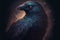 Fantasy portrait of a raven. Fantasy black bird. Dark illustration. Generative AI