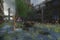 Fantasy post apocalyptic future ruined city landscape. 3D illustration