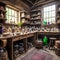 fantasy potions workshop, magical potions, wizardry, alchemy lab, virtual background