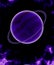 Fantasy purple Saturn planet with ring and purple nebula in the corners