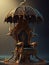 Fantasy scene with a throne umbrella and rain