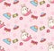 Fantasy seamless background in kawaii style vector