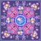 Fantasy shawl with luxury paisley ornament and bunches of roses on blue background. Indian, persian, russian motifs