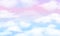 Fantasy sky. White clouds on magic rainbow background. Fairy cute unicorn cloudy vector wallpaper