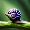 Fantasy Snail with a Blue, Purple and White Striped Shell