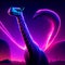 Fantasy snake on a background of neon lights. 3d rendering Generative AI