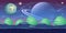 Fantasy space background for UI game. Blue alien landscape background