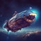 Fantasy spaceship , night sky on background. AI Generative