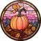 Fantasy Stained Glass Art Vintage Pumpkins Illustration Clipart