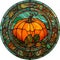 Fantasy Stained Glass Art Vintage Pumpkins Illustration Clipart