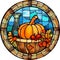 Fantasy Stained Glass Art Vintage Pumpkins Illustration Clipart