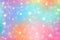 Fantasy stars unicorn abstract background with stars and hearts. Purple rainbow sky with glitter. Pastel color candy