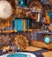 Fantasy steampunk room with a clock and gears