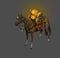 Fantasy-style pack horse carries tanks of glowing liquid on its back Concept for the game isometric