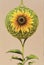 Fantasy sunflower painting, digital illustration, printable wall art, print decor