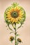 Fantasy sunflower painting, digital illustration, printable wall art, print decor