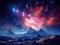 Fantasy surreal space scene with galaxy and nebula