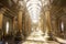 Fantasy Temple Interior With Majestic Pillars And Arches